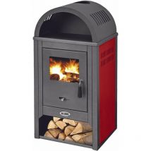 K-line - Holzofen 'De Lux' 10 kw aus lackiertem Stahl h 109 cm -Bordeaux