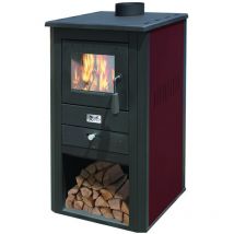 Artigianferro - Stufa a legna pallade 10,7 kw bordeaux - misure cm.50x41x86h. - peso kg.58
