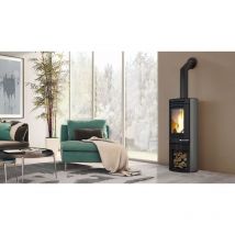 Edilkamin - Stufa a legna Tally 8kW Colore:: Grigio - superficie :: Acciaio