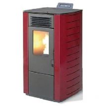 King - stufa a pellet 10 kw modello 118 bordeaux per ambienti fino a 100 mq - new