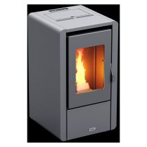 Foco - Stufa a Pellet Grigio - Modello Petit - Ad Alta Efficienza - Classe Energetica a+ - Stile Moderno - Dimensione Compatta