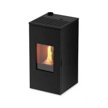 Foco - Stufa a Pellet Nero - Modello futura 9 - Ad Alta Efficienza - Classe Energetica a++ - Stile Moderno - Dimensione Compatta