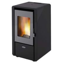 Foco - Stufa a Pellet Nero - Modello Petit - Ad Alta Efficienza - Classe Energetica a+ - Stile Moderno - Dimensione Compatta
