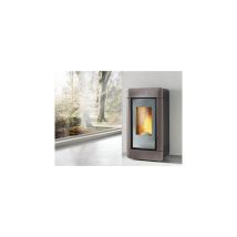 Montegrappa - Stufa a pellet per riscaldamento idro lw12 rivestimento video tortora 12 kw