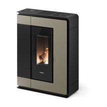 Freepoint - stufa a pellet slim canalizzata ermetica 'arco 9' light bronze 8,5 kw con wi-fi