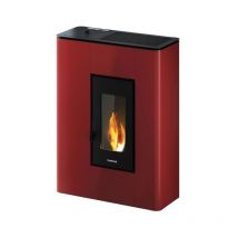 Freepoint - stufa a pellet slim ermetica 'atrium' bordeaux 5,2 kw