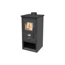 Mille Srl - stufa a legna e carbone acciaio athena 13 kw nera (38331)