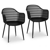 Stuhl 2er Set Lehnstuhl Kunststoff Metallbeine bis 150 kg Designstuhl schwarz