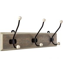 Kleiderbügel aus Holz/Metall mit 3 Keramikknöpfen, 41 x 10 x 17 cm