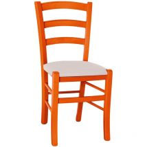 Okaffarefatto - Stuhl aus Holz venezia orange mit beige Kunstleder-Sitz