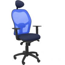 Stuhl Jorquera blaues Netzgeflecht bali blauer Sitz mit fester Kopfstütze