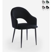Ahd Amazing Home Design - Stuhl mit Armlehnen modern aus Samt für Esszimmer und Küche Rozan - Schwarz