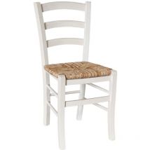Okaffarefatto - Stuhl "Venice" aus weißem Holz mit Sitzfläche aus Reisstroh