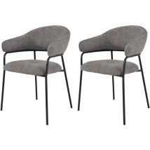 Stühle Rebecca Mobili Jatoba 82,5x57x56,5 Polyestergewebe Stahl Grau Schwarz Modern set 2 Stück