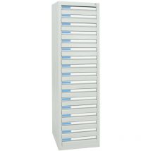 Schubladenschrank Serie esta, 17 Schubladen lichtgrau (17x100mm) - Stumpf