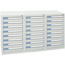 Schubladenschrank Serie esta, 24 Schubladen lichtgrau (24x100mm) - Stumpf