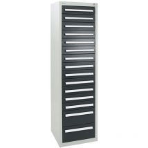 Schubladenschrank Serie T-100/35-1, ral 7035/7016, 15 Schubladen - Stumpf