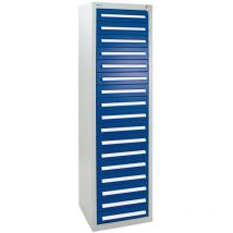 Schubladenschrank Serie T-100/35-5, 17 Schubladen enzianblau (17x100mm) - Stumpf