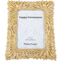 Stylish and Classic Bright Mat Gold Resin 5x7 Picture Frame with Sunflower Decor by Happy Homewares Gold