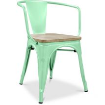 Privatefloor - Dining Chair with Armrests - Wood and Steel - Stylix Mint Wood, Steel - Mint