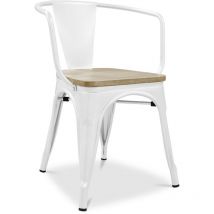 Dining Chair with Armrests - Wood and Steel - Stylix
