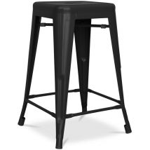 Barhocker - Industriedesign - Stahl matt - 60cm - Neuauflage - Stylix Schwarz