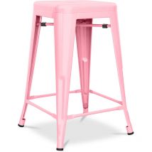 Industrial Design Bar Stool - Matte Steel - 60cm - Stylix Pink Steel, Metal - Pink