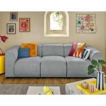 Suaro - canapé modulable 3 places en tissu texturé - gris