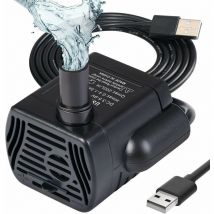 Erhope - Submersible Water Pump, Aquarium Pump Adjustable 200L/H 3W Ultra-Quiet Catit usb Pump for Pond Fish Tank Fountain Fish Tank 1.4m Cord