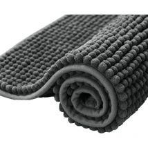 Tappetini da bagno in ciniglia extra morbidi e assorbenti d'acqua, antiscivolo, perfetti tappetini in peluche per vasca, doccia (40 x 60 cm, grigio)