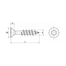 Vis pour Bois en Inox Classic Tête Torx pour extérieur Matière Inox A2 (AISI 304) Dimensions 6x100 mm Boite de 100 Vis