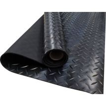 Comercial Candela - Suelo Goma 100% Caucho Suelo Caucho Suelo pvc Suelo Protector Diseño Estrias Negro Grosor 3MM 140X300CM