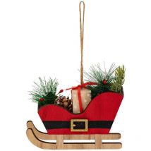 Sujet Holzschlitten H.12,5cm Rot - Feeric Lights & Christmas