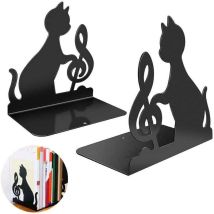 Sujetalibros, Par De Sujetalibros, Metal Negro, Para Estanterías, Diseño Geométrico, Antideslizantes, 17,5 × 16 × 10 Cm