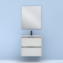Amizuva - suki Ensemble meuble + lavabo Couleur : Blanc brillant - Dimensions : 60 cm