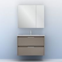 Amizuva - suki ensemble meuble + lavabo Couleur : Fumé sablé - Taille : 80 cm