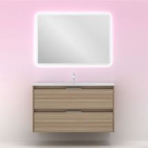 Amizuva - suki Ensemble meuble + lavabo Couleur : Noyer sablé - Taille : 100 cm
