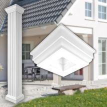 Prestige Decor - Säulen und Halbsäulen eckig voll kanneliert in 3 Größen, Fassadenstuck modern außen : Kapitell, Größe s - geschlossen