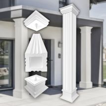 Säulen und Halbsäulen eckig teils kanneliert in 3 Größen, Fassadenstuck modern außen Prestige Decor Komplettset 2, Größe m - geschlossen