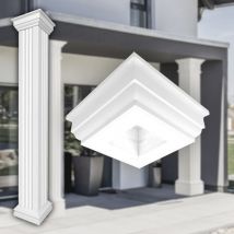 Prestige Decor - Säulen und Halbsäulen eckig teils kanneliert in 3 Größen, Fassadenstuck modern außen : Kapitell, Größe l - geschlossen