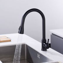 Sumerain Mitigeur De Cuisine Avec Bec Pivotant À 360° Et Pulvérisateur Extractible, Mitigeur Mélangeur À Modes Double De Sortie D'Eau, Noir Mat