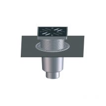 Sumidero vertical 'Perfekt' DN160, lámina bituminosa soldada, soporte de rejilla de plástico 244x244mm/226x226mm, colector de su