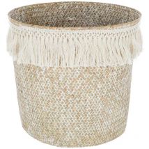 Cestino julian in canna bianca 26x23cm Atmosphera Créateur D'intérieur