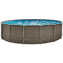 Summer Waves - Frame Pool Rond 457x106 cm Aspect rotin brun Kit