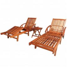 Nova - Sun Loungers 2 pcs with Table Solid Acacia Wood vidaXL