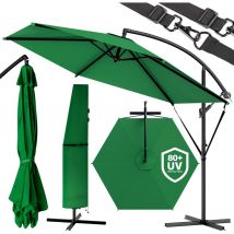Sochi 3.3m Cantilever Garden Parasol with Stand & Wind Strap UV80+ Sun Protection Water-Repellent ø 330cm Swivel Tilt Foldable Aluminium Patio