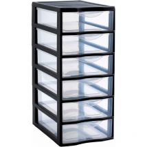 Orgamix A4 6T Cassettiera plastica Grande, Nero - Sundis