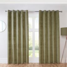 Sundour - Casa Blackout Ready Made Solid Colour Velvet Eyelet Curtains Blue 66x54'