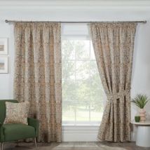 Sundour - Kyoto Fully Lined Pencil Pleat Curtains Natural 90x90' Ready Made Curtain Pair