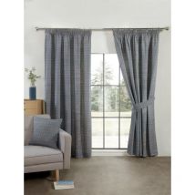 Modern Aztec Pencil Pleat Curtains Navy Blue 66x72 - Sundour